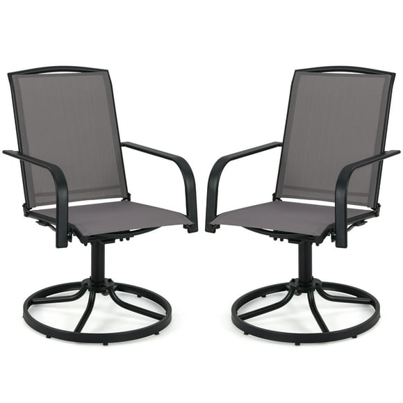 Gymax Patio Swivel Chairs Set of 2 w/ High Back & Round Metal Base for Backyard