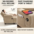 thumbnail image 4 of Aukfa Accent Chair with Storage Ottoman & Cup Holders, Convertible Sleeper Recliner Lounge Chair with Adjustable Backrest, USB-C Port & Side Pocket, Camel, 4 of 8