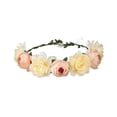thumbnail image 2 of Diadema de flores, diadema floral para mujeres, guirnalda de pelo ajustable para mujeres y niñas, corona de flores para el cabello, corona de flores champán, 2 of 10