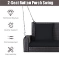 thumbnail image 4 of Pemberly Row 2 Person Patio Rattan Hanging Porch Swing Bench Chair Black, 4 of 8