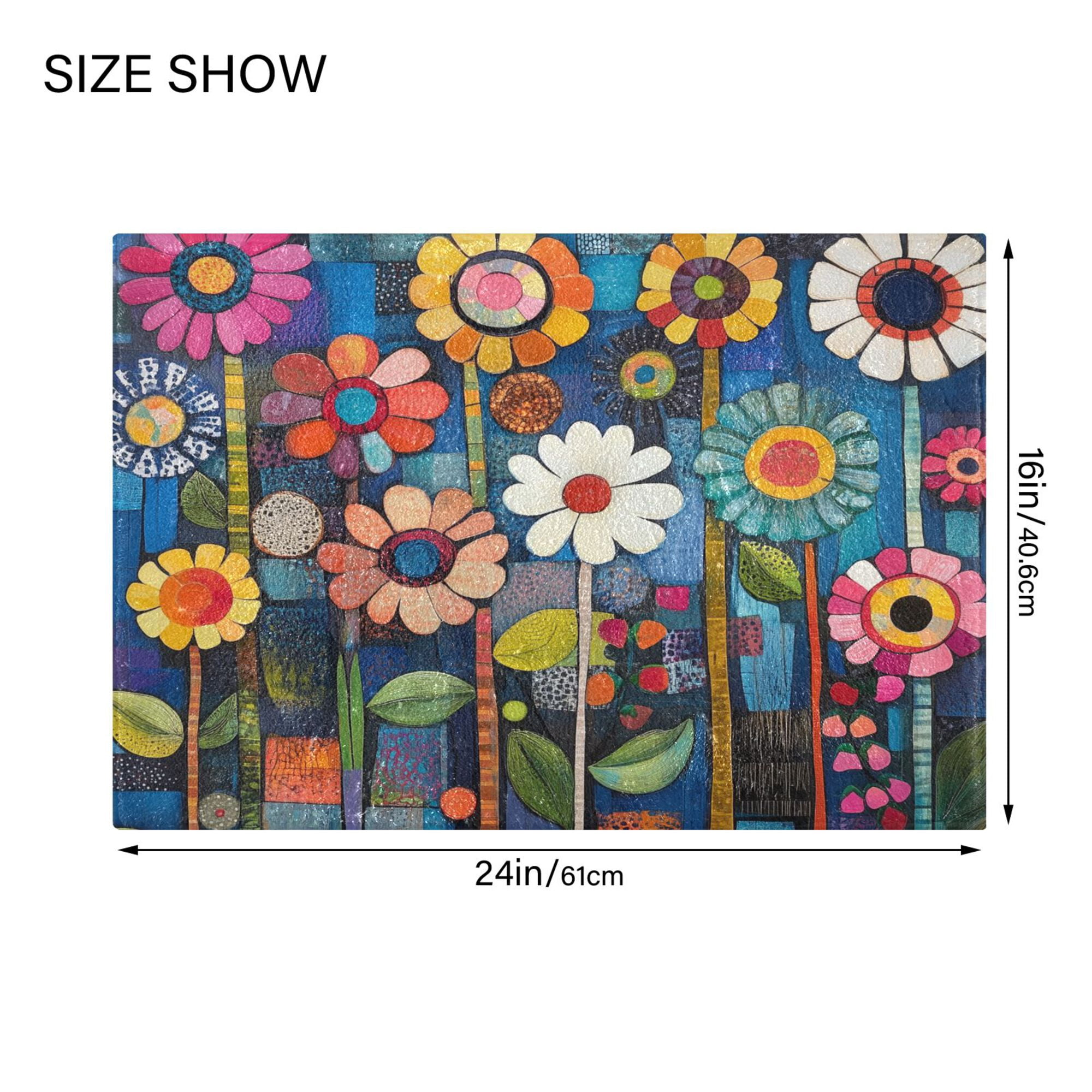 Yayeee Bath Rug for Bathroom Floor Non Slip Contour Fluffy Soft Absorbent Mat, 20"x24", Blue Colorful Flowers