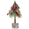 thumbnail image 1 of kjfeif Arbre de Noël Artificiel de 9,45 Pouces avec Décoration de Table de 24cm avec Baies Rouges et Effets Centre de Table Vert pour Décorations de Table de Maison Cheminée de Noël, 1 of 9