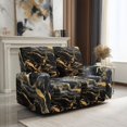 thumbnail image 2 of Garronmavis Black Gold Marble Print Recliner Couch Cover 2 Seats Lazy Boy Recliner Covers Stretchy Washable 6-Pieces Lazyboy Covers with Elastic Bottom Protector, 2 of 7