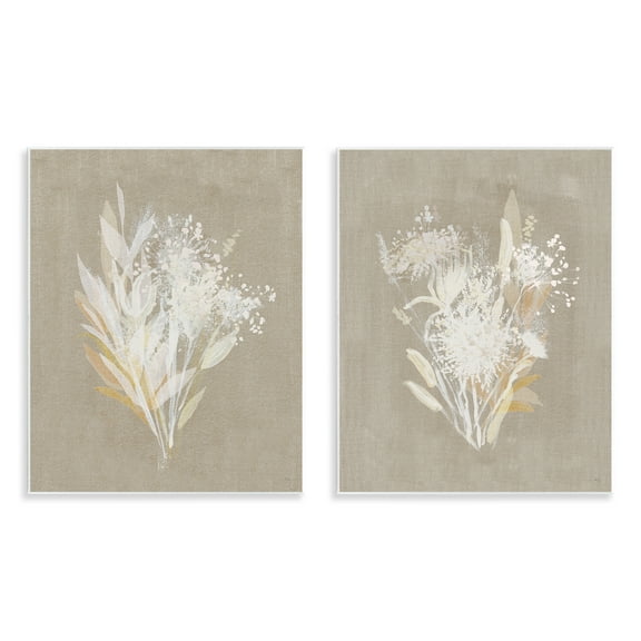 Stupell Industries Natural Herb Impression Floral Painting Unframed Art Print Wall Art, 11 x 14, Set of 2