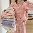 thumbnail image 2 of Pijama de franela cálida para mujer, conjunto de ropa de dormir holgada, gruesa, de terciopelo Coral, con estampado bonito, para Otoño e Invierno, 2 of 4