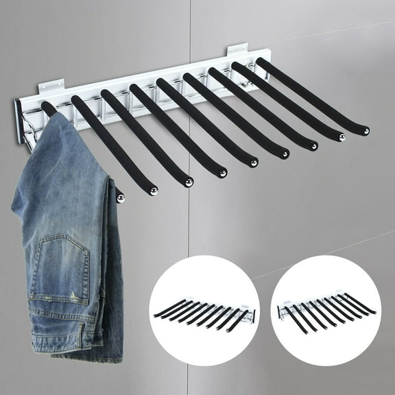 Pull Out Trouser Rack Closet Pants Hanger 9-Arms Slide Out Wardrobe Storage Holder (Right)