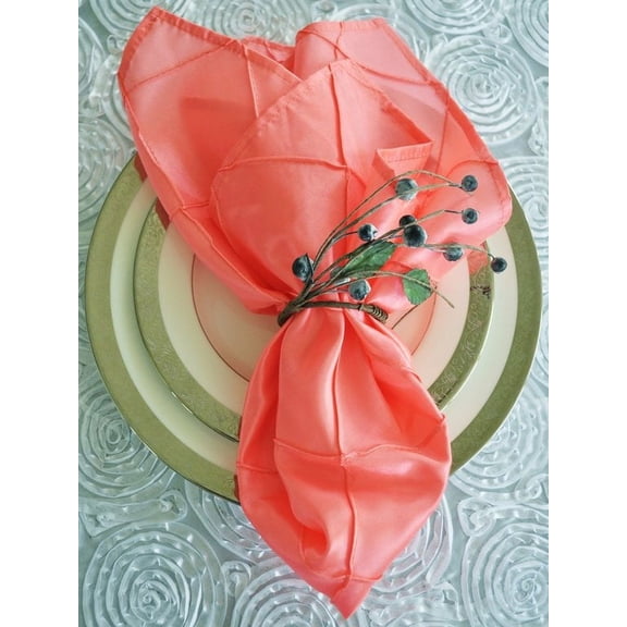 Wedding Linens Inc. 10 pcs 20"x 20" Premium Pintuck Taffeta Table Linen Napkins for Party Wedding Reception Catering Dining Home Restaurants - Coral