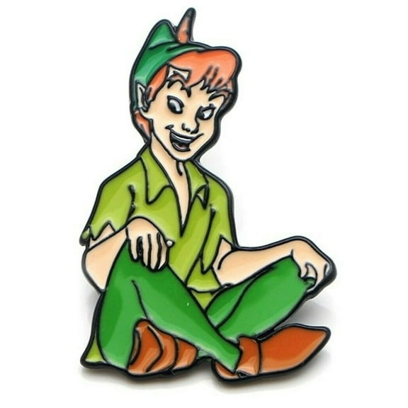 Peter Pan Cartoon Character Sitting Metal Enamel Pin