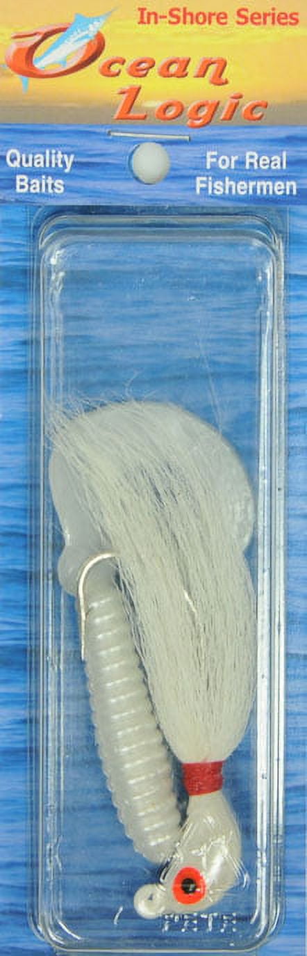 (2 pack) Ocean Logic Striper Fishing Jig with Eel, Color White, Size 2 oz.
