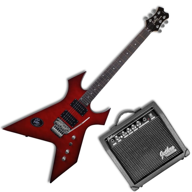 Paquete Guitarra Electrica Series Jethro By Steelpro 055-sk Color Red Quilted Soft Burst Material Del Diapasón Álamo Negro Laminado Orientación De La Mano Diestro