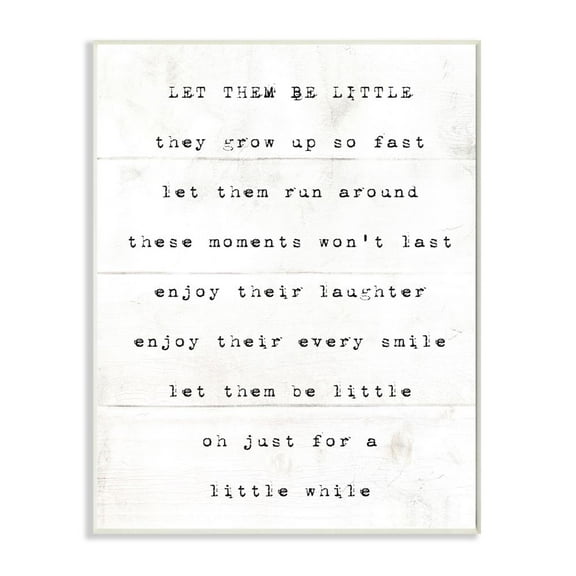 Let Them Be Little Kids Inspirational Word Design Oversized Wall Plaque Art by Daphne Polselli