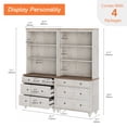 thumbnail image 4 of WAMPAT 72" Bookshelf with 3 Drawers, Tall Bookcase Large Display Book Case Shelf with 3 Tier Open Book Shelves，Library Wooden Bookshelves for Living Room,Office, Bedroom, Rustic White (2PCS), 4 of 7
