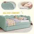 thumbnail image 2 of avobird Cozy Gingham Daybed with Trundle Twin Size Sofa Bed for Living Room, Sleeper Sofa with USB Port and Adorable Wave Shaped, Linen Fabric, Cyan, 2 of 6