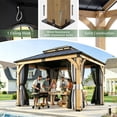 thumbnail image 4 of 10x12 ft Cedar Wood Gazebo with Curtains & Mosquito Netting, Hardtop Gazebo with Galvanized Steel Double Roof, 4 of 6