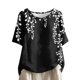 thumbnail image 1 of Tops de Lino para Mujeres Imprimir Suéter Cuello Redondo Manga Corta Superior Poliéster, Blusa de Moda Casual para la Primavera Y el Verano, 1 of 5