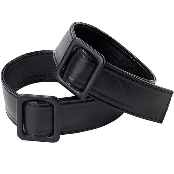 2pcs Trench Coat Belt Replacement Overcoat Sleeve Band Wide Black Soft PU Leather Tie Belts Adjustable Buckle Clasp Wind Coat Cuffs Belt for Women Men Sweaters Jacket Outerwear Accessories