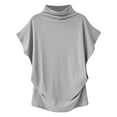 thumbnail image 3 of HAJWOH Women's Half Turtleneck Sleeve T-Shirt Solid Color Mock Neck Dolman Short Sleeve Top Casual Fashion Loose Shirt, 3 of 6