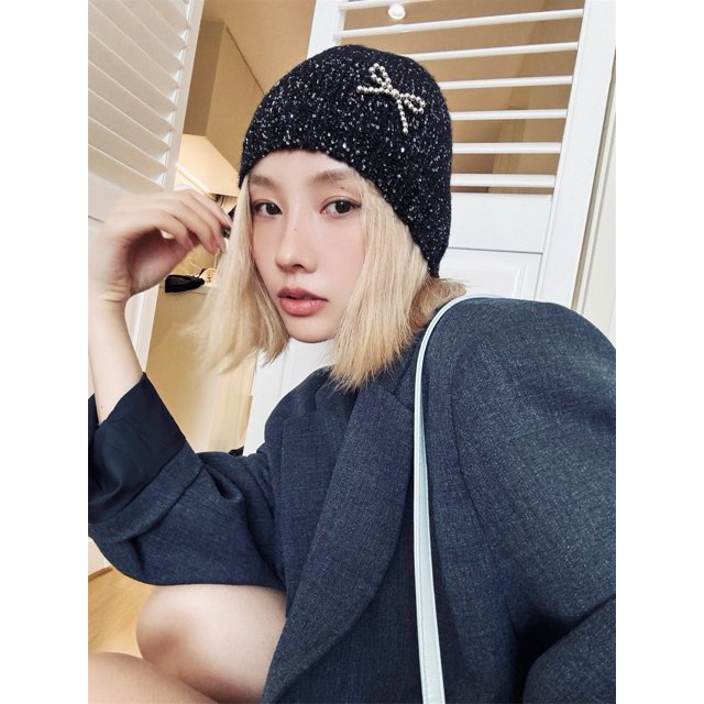Sombrero de punto con lazo de Metal coreano para niña, estilo Ins, lindo sombrero Y2K, moda personalizada, cálido, protección para los oídos, Otoño e Invierno