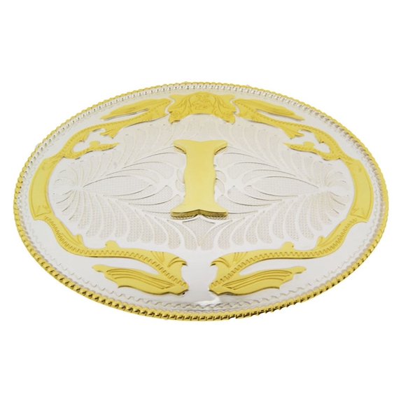 Initial Letter I Belt Buckles Multiple Styles Gold Silver Metal Western Cowboy Unisex Cowgirl rodeo