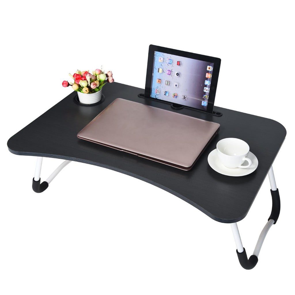 Foldable Portable Laptop Stand Bed Laptop Table Small Desk Breakfast Tray Black 