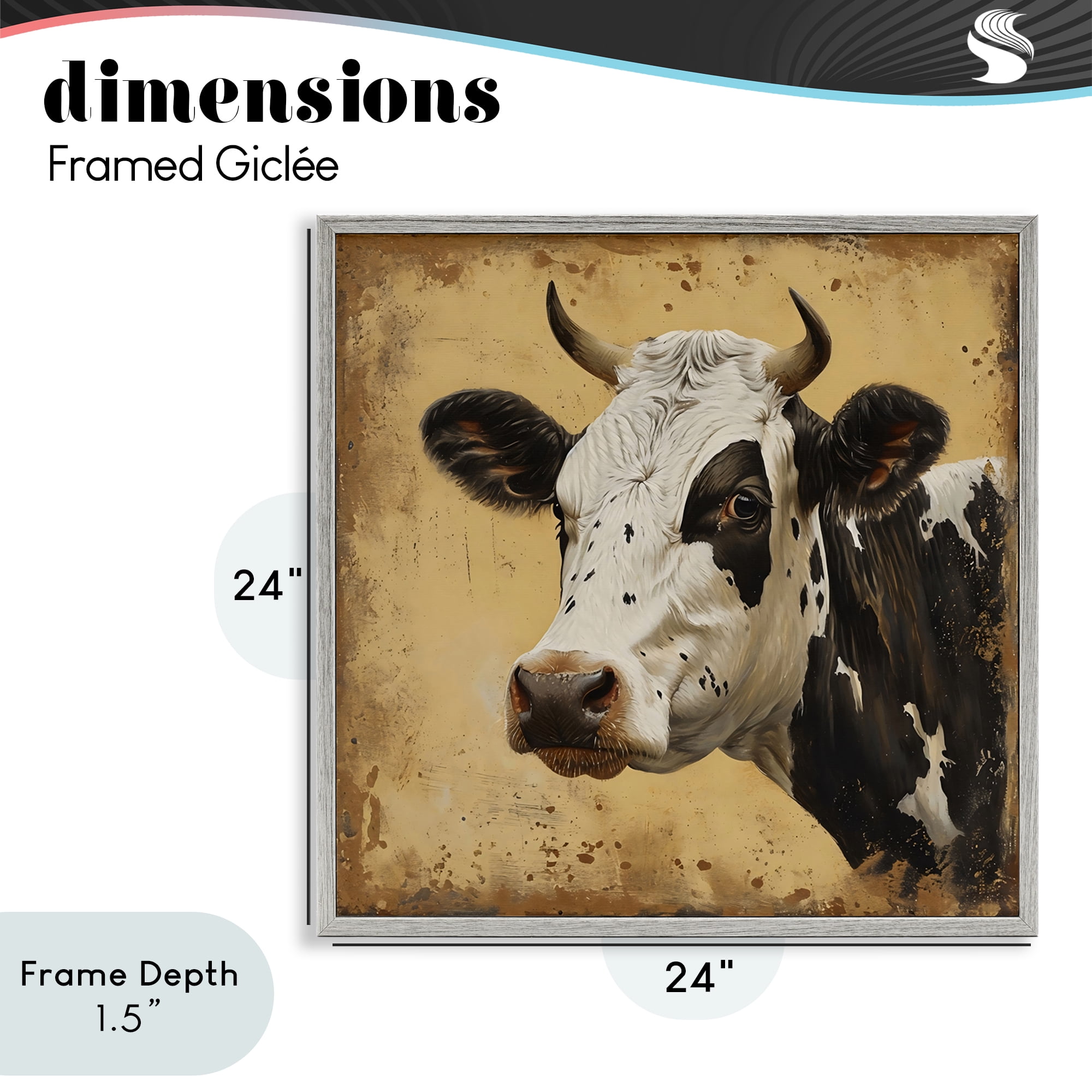 Stupell Industries Spotted Brown Cow Portrait Gray Framed Giclee Art, design by Creative Studio