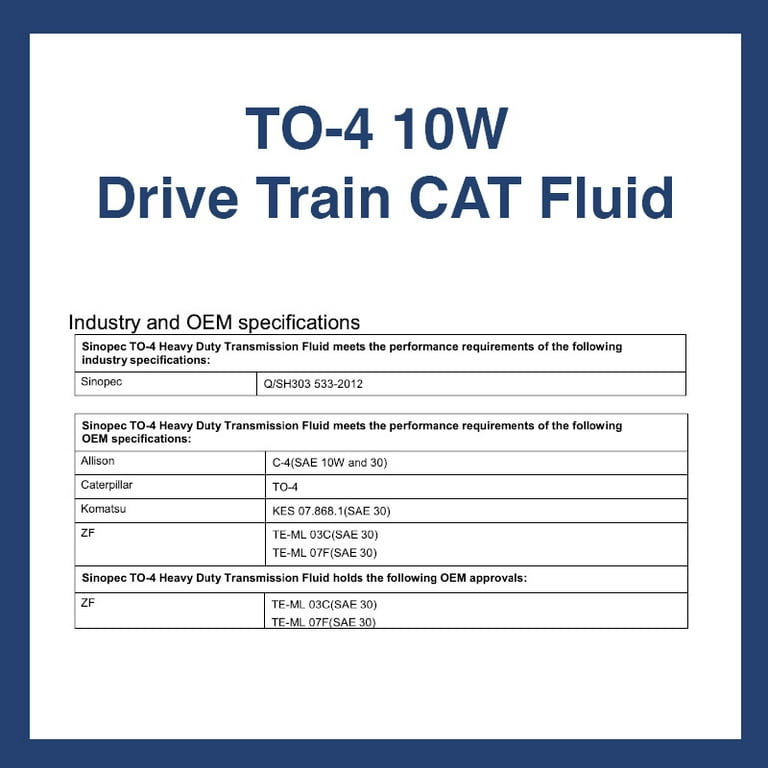 TO-4 10W Drive Train CAT Fluid - 5 Gallon Pail (18L - 4.75