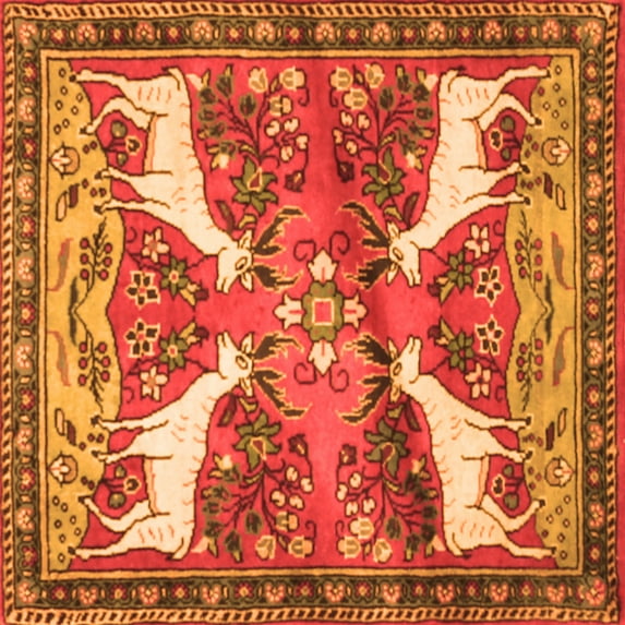 Ahgly Company Indoor Square Animal Orange Traditional Area Rugs, 5' Square