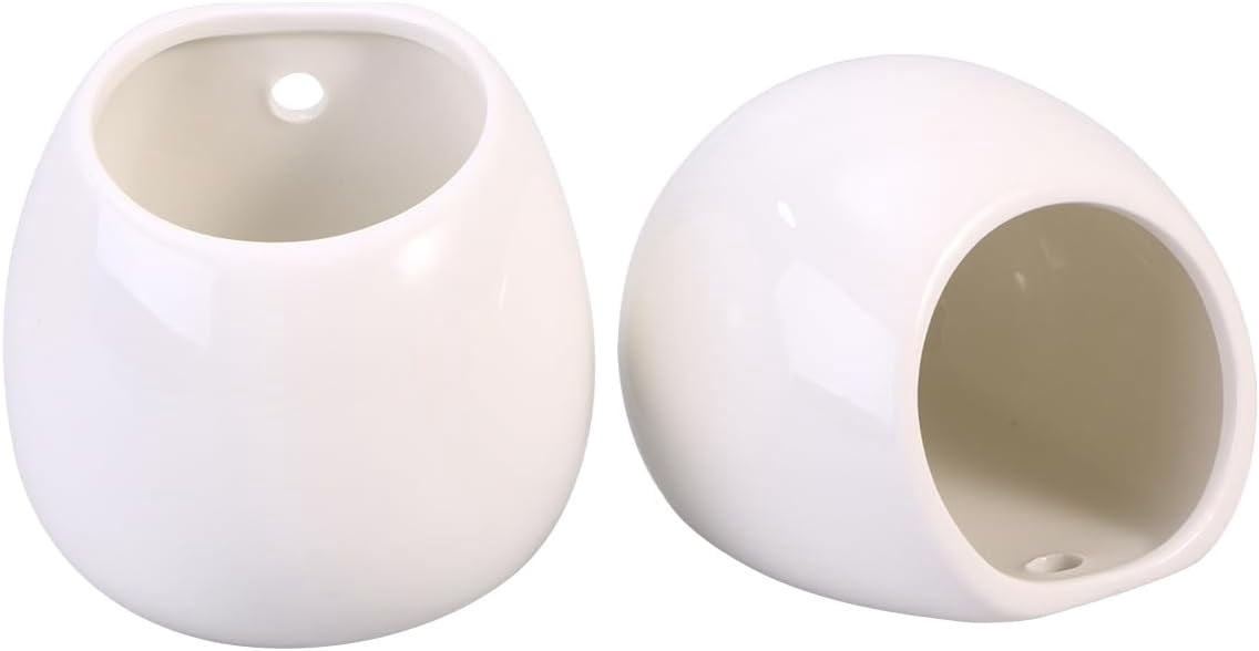 ABCISI 2pcs Tillandsia Air Planter Small Hanging Plant Wall Plant Containers Ceramic Hanging Planters Ceramic Vase Pot Ceramic Pots Hanging Vase Hanging Pot Woman White Mini Ceramic Basin