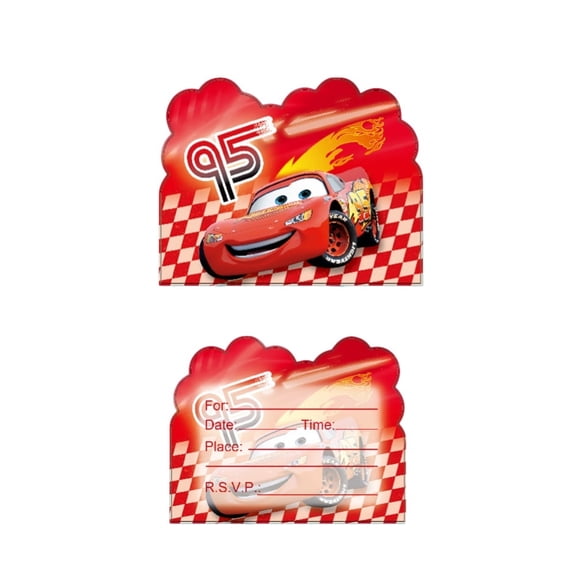 30 Pcs Lightning Car Anime McQueen Cartoon Birthday Party Invitations, Fill-in Kids Birthday Invite Cards for Boys Girls