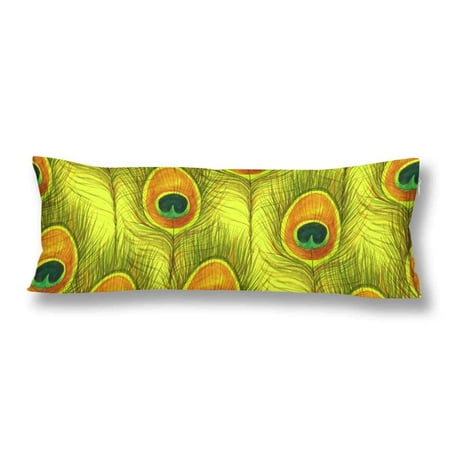 Gckg Yellow Peacock Feather Body Pillow Covers Pillowcase