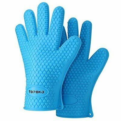 TOPULORS BBQ Grilling Gloves Oven Mitts Gloves for Cooking Baking Barbecue Potholder-Blue 
