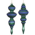 thumbnail image 1 of Vickerman 14" Turquoise-Sea Blue Matte/Glitter Finial Christmas Ornament 2 per Box, 1 of 1