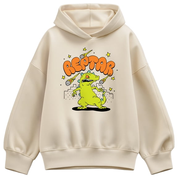 Rugrats - Reptar Doodle - Ladies Oversized Fleece Hoodie Sweatshirt