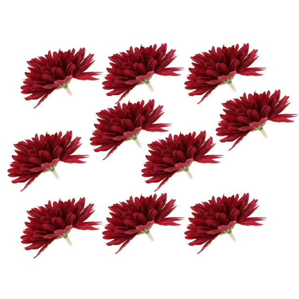 10 Piezas Set de Flores Pompones de Simulación de Tela Ramo Púrpura
