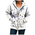 thumbnail image 7 of idosla Womens Zip Up Hoodies Long Sleeve Oversized Sweatshirts Y2K Pockets 2025 Fall Outfits Fashion Clothes (White, L), 7 of 7