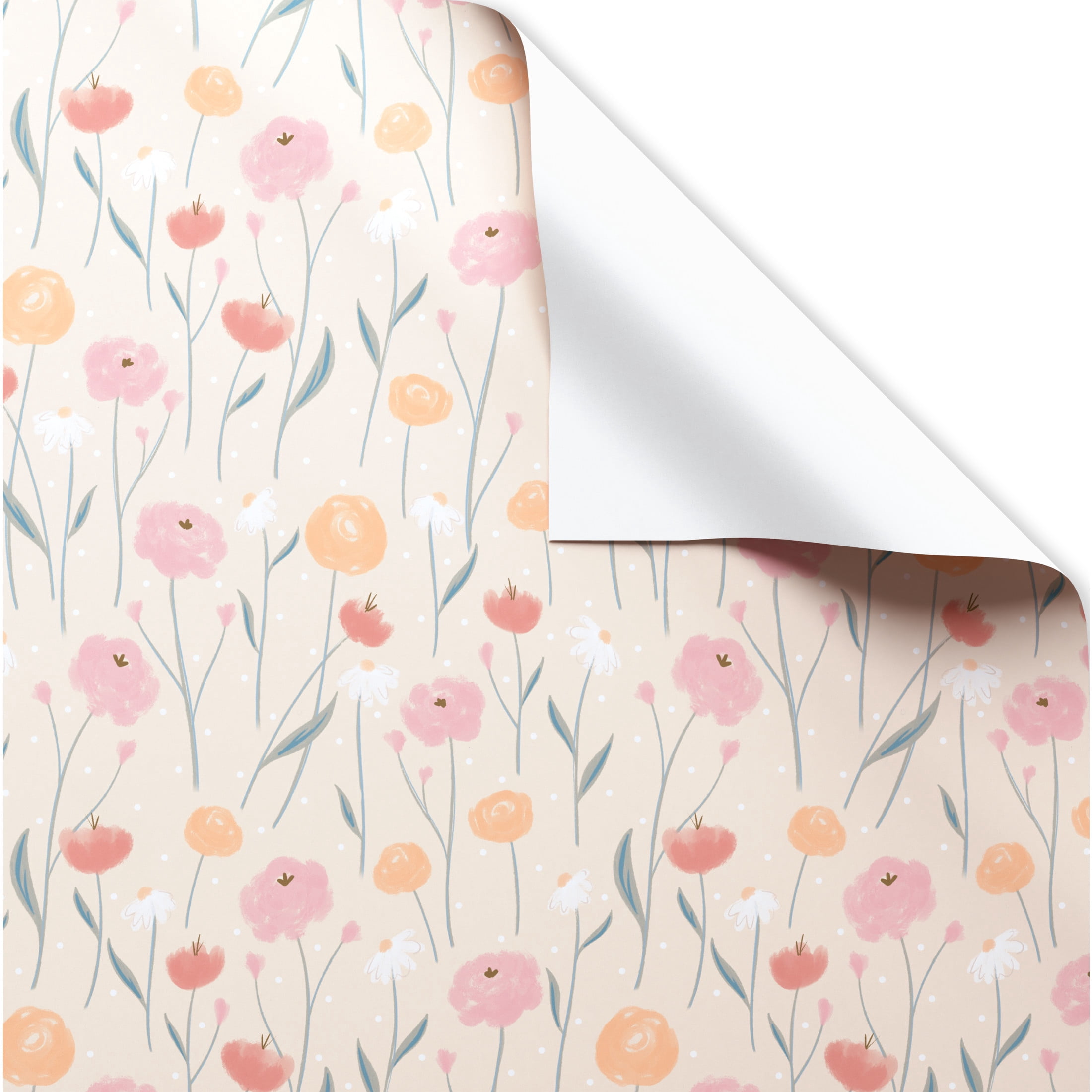 American Greetings 30 in. x 96 in. Wedding Wrapping Paper, Florals (1-Roll, 20 Sq. ft.)