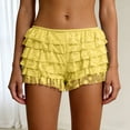 thumbnail image 2 of GEWSEY Ruffle Shorts Womens Bloomers Y2k Shorts Tiered Micro Booties Summer Women Ruffle Underwear Women (Yellow, L), 2 of 7