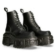 thumbnail image 2 of New Rock M-MILI084N-S5 Unisex Metallic Black 100% Leather Techno Platform Military Boots 36, 2 of 6
