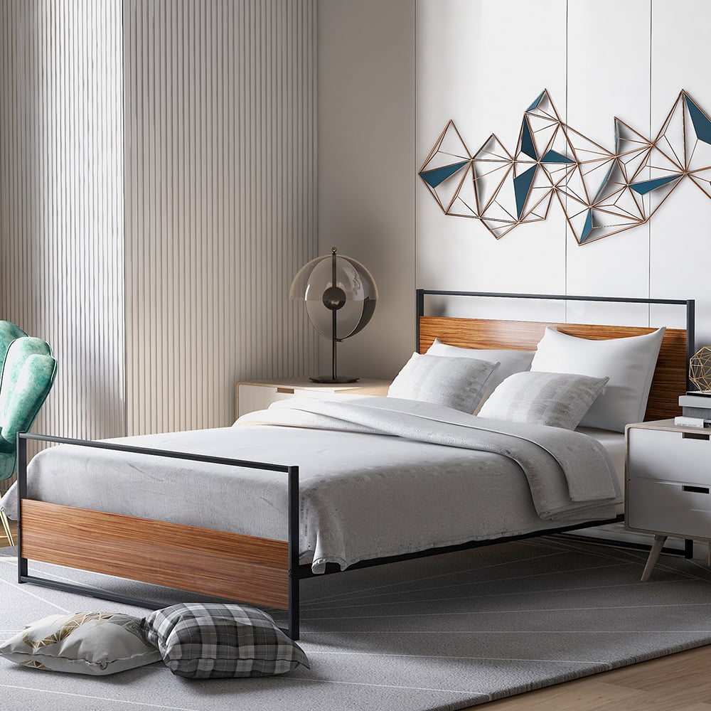 Kepooman Full Size Metal and Wood Platform Bed Frame with Headboard & Footboard for Bedroom, 78"L x 54"W x 37"H, Black Kepooman Full Size Metal and Wood Platform Bed Frame with Headboard & Footboard for Bedroom, 78"L x 54"W x 37"H, Black