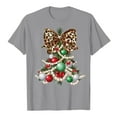 thumbnail image 6 of idosla Faux Glitter Green Floral Christmas Tree with Red Dots Bow Shirt for Women Teens and Girls (Grey, M), 6 of 6