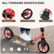 UPGO Kick Scooter for Ages 6+, Kids, Teens & Adults, 240 LB Max Load, Foldable, 8-Inch Wheels,Red