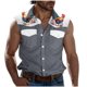 thumbnail image 2 of Camiseta sin mangas con cuello vuelto para hombre, estilo informal, a la moda, con estampado, cuello vuelto, sin mangas, bolsillos, deportiva, de poliéster, 2 of 5