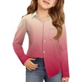 thumbnail image 2 of Dwellite Girls Button Down Shirts for Kids Long Sleeve Dress Shirts Fall School Uniform Tops 4-10 Years Watermelon Red 150, 2 of 4