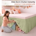 thumbnail image 3 of SGI Bedding Dorm Bed Skirt Full-XL 30 Inch Drop – No Lift Easy Install Wrap Around, Extra Long Elastic Dust Ruffle, Wrinkle & Fade Resistant Microfiber, College Dorm Bedskirt Sage, 3 of 8