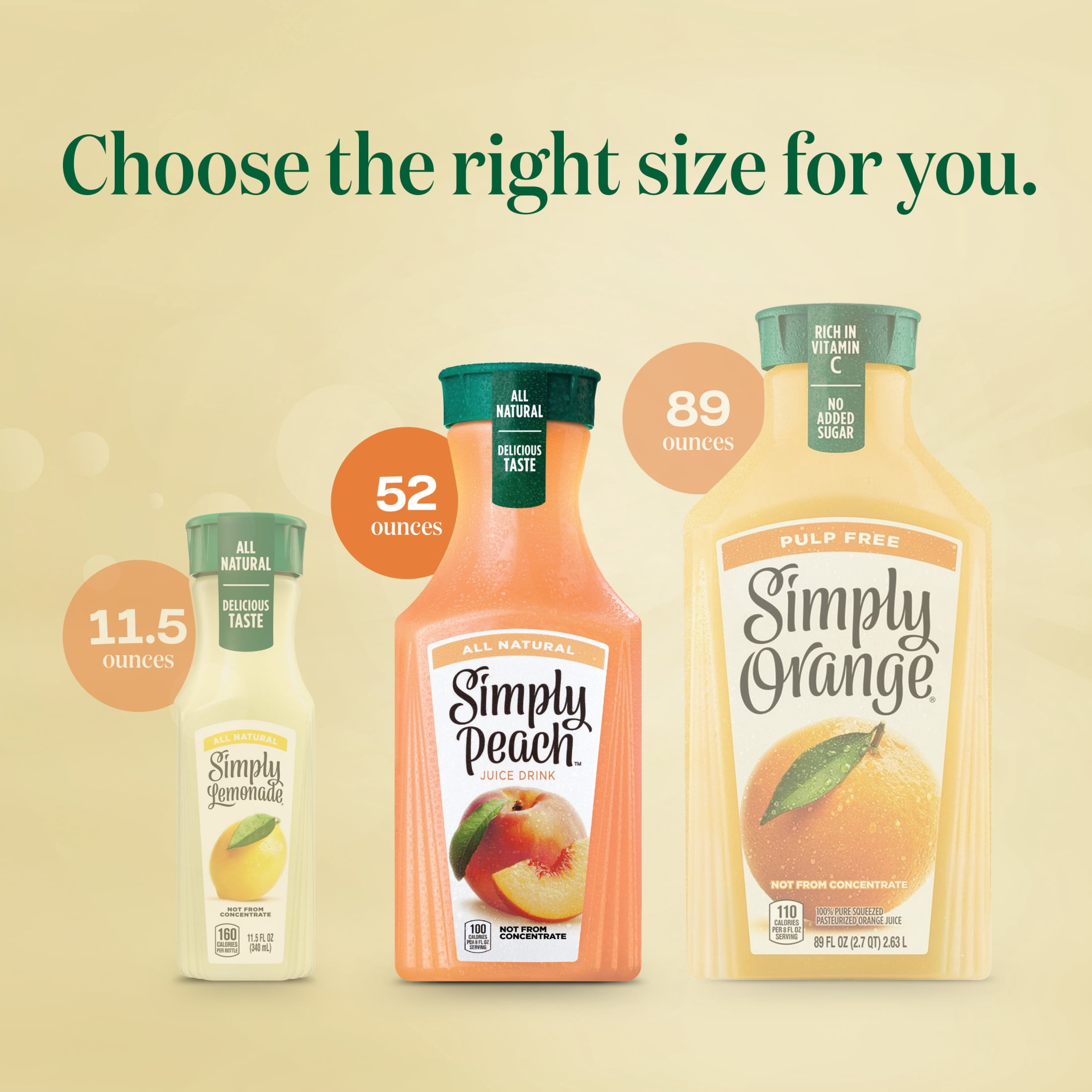 Simply Peach Juice Drink Bottle, 52 fl oz