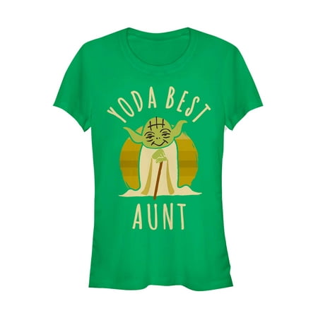 Star Wars Juniors' Yoda Best Aunt Cartoon T-Shirt (Best Female Cartoon Characters Of The 90s)
