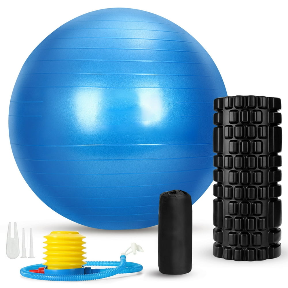 3In1 Exercise Yoga Ball Foam Roller Kit with Portable Bag, Anti Burst