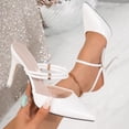 thumbnail image 2 of hoksml Pointed Toe Mule Heels for Women, Double Strap Rhinestone Stiletto Slip On High Heel Dress Sandals, 2 of 9