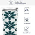 thumbnail image 4 of 20oz Stainless Steel Tumbler with Straw, Double Wall Insulated Travel Tumbler Dark Green Geometric Flowers, 4 of 8