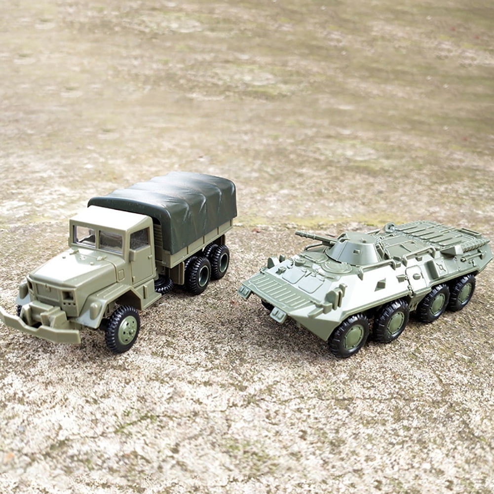 IC KQ_ 2Pcs/Set 1/72 M35 Craft Kids Toy Truck BTR-80 Cavalry Carrier Model Details about   FP 
